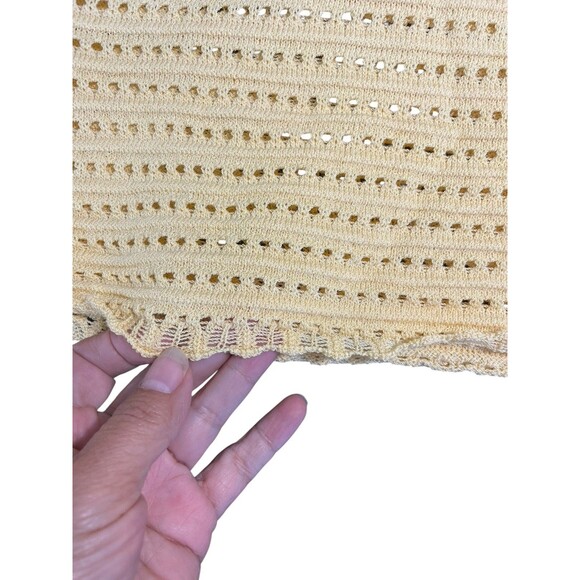 St John Collection Butter Yellow Shirt Tank Crochet Eyelet Top Womens Medium - Picture 10 of 12